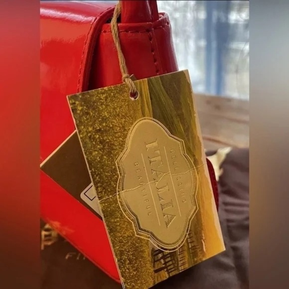 Pratesi Firenze Red Patent Leather Satchel Bag Purse Made In Italy New - Picture 7 of 9